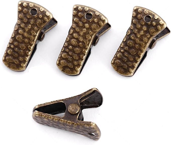 35 Pack Mini Metal Alligator Clips for Crafts Non-Slip Silicone-Coated Retro DIY Badge Small Spring Clips (Bronze)