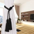 Curtain Tiebacks with Tassel,Modern Rope Window Curtain Ties Backs for Draperies, Outdoor Elegant Decorative Curtain Holdbacks 4 Pack