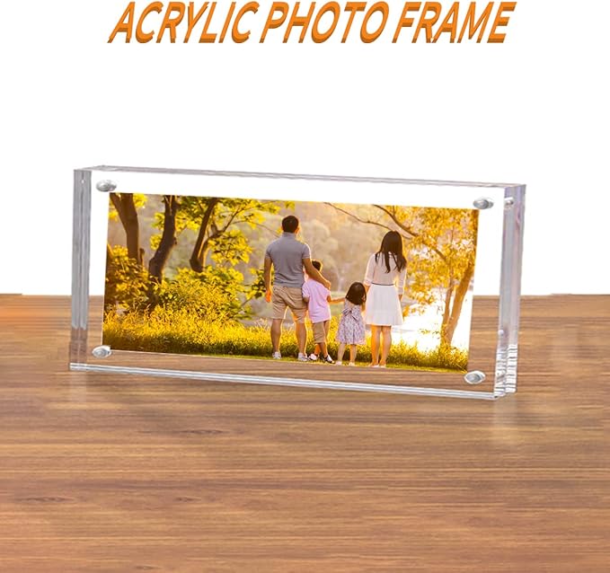 2x6 Acrylic Pictures Frames, Transparent 2 Sided Ticket Frame Postcard Frame, Tabletop Small Tiny Acrylic Magnetic Picture Frames for Family, 12 + 12MM Thickness…