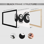 Black 8 Ball Poster, Lucky Me Lucky You Lucky Us Quote Canvas Wall Art, Playful Billiards Balls Picture Print, Retro 8ball Pool Painting for Bar Cart Game Room Man Caves Wall 8x12in Wrapped Canvas