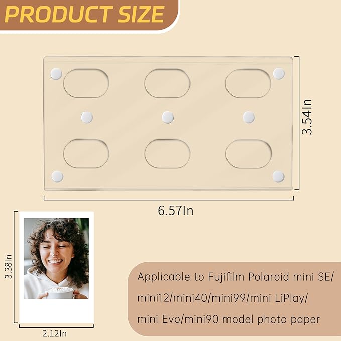 4Pack Magnetic Refrigerator Acrylic Picture Frames fit 3PCS Photos of Mini 2x3 Collage, Compatible with Fujifilm Instax Polaroid Mini for Home Office Fridge/Locker (Clear, 2x3*3 Picture)