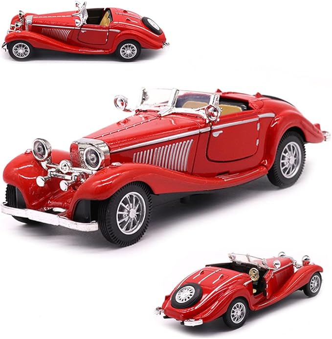1:28 Scale Pullback Diecast Metal Antique Classic Model Cars Collectible Toy Gifts (Red,Length 6.5in/16.8cm)