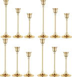 Vintage Gold Brass Taper Candle Holders for Candlesticks, Fireplace & Party - Set of 3