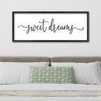 Sweet Dreams Above Bed Wall Decor Sign 40"x15" for Master Bedroom Over Bed Guest Room Wood Framed Wall Art (Black)