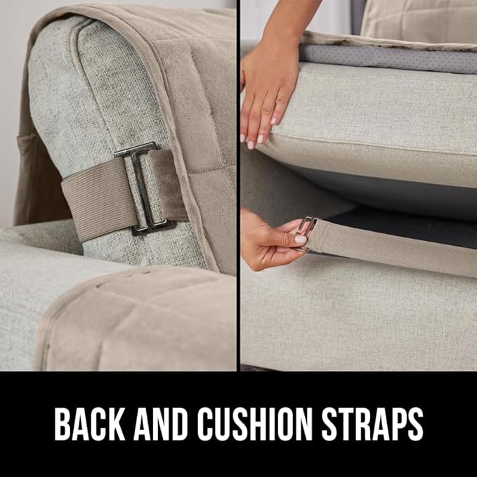 GORILLA GRIP Patented Waterproof Slip-Resistant 50” Loveseat Protector Cover, for Leather or Fabric Couch Cushion, Large Microsuede Furniture Covers Dogs Pets Machine Washable Slipcover, Taupe