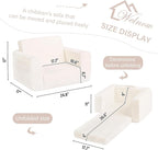 Welnow 2-in-1 Kids Sofa Chair, Convertible Toddler Chair Flip Out Children Sofa Chair Folding Kids Play Sofa with Side Pockets & Removable Cover Armrest Chair for Girl or Boy