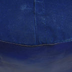 Round Shaped Goat Leather Handmade Eco-Friendly Blue Pouf - 16" x 16" x 16", Plain Solid, Recycled Foam With Fibre Fill Stuffed, Leather Seating PF12