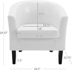 BELLEZE Accent Barrel Chair, Set of 2 lub Tub Sofa Corner Chair with Flared Legs and Cozy Soft Padding for Living Room Bedroom Waiting Room - White