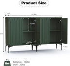 3More 2 Door Accent Cabinet Set of 2,Sideboard Buffet Storage Cabinet with Iron Legs and Adjustable Shelf,3D Lattice Design Suitable for Living Room, Entrance, Dining Room,Green