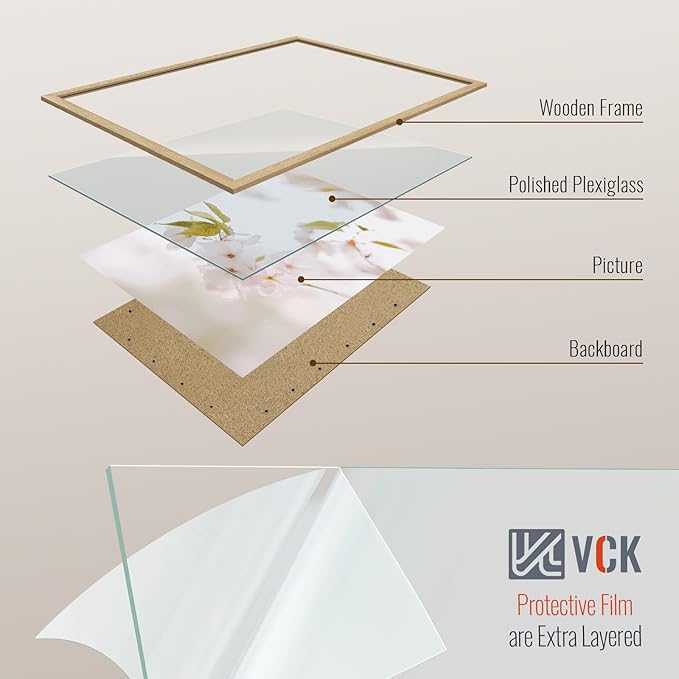 VCK 24x36 Oak Poster Frame 3 Pack, Natural Solid Wood Picture Frames, Wall Mounting Hanging