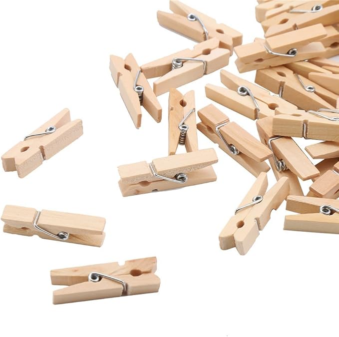 DECORA 3.5cm Sturdy Natural Wooden Mini Clothespin 100 Pieces in One Package