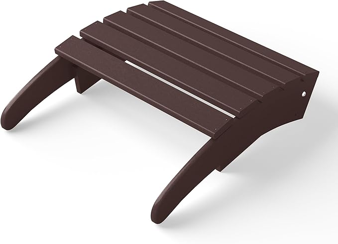 WestinTrends Outdoor Ottoman, Patio Adirondack Ottoman Foot Rest, All Weather Poly Lumber Folding Foot Stool for Adirondack Chair, Widely Used for Outside Porch Pool Lawn Backyard, Dark Brown