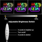 Have A Nice Day Neon Sign for Wall Colorful Letter Neon Light Sun LED Neon Lights Signs Dimmable Words Light Up Signs for Bedroom Living Room School Office Dorm Party Decor Kids Gifts