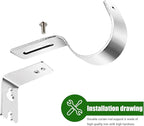 Frienda 6 Pcs Curtain Rod Brackets Adjustable Holder Wall for 1 Inch Diameter Curtain Rod General Bracket Hooks with Screws (Silver)