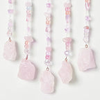 Fairy Pink Quartz Gemstone Dream Catcher 7 Chakras Tree of Life Moon Dream Catcher with Healing Crystal Stones Handmade Dreamcatcher Wall Decor for Adults Boys Girls,Bedroom,Wedding,Garden,Bless Gift