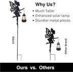 Fairy Garden Accessories Halloween Decorations Lawn Ornaments 1 Pair - Solar Lights Outdoor Garden Statue, Metal Stakes Decorative Figurines for Yard Decor, Patio (Type A Warm Lighting)