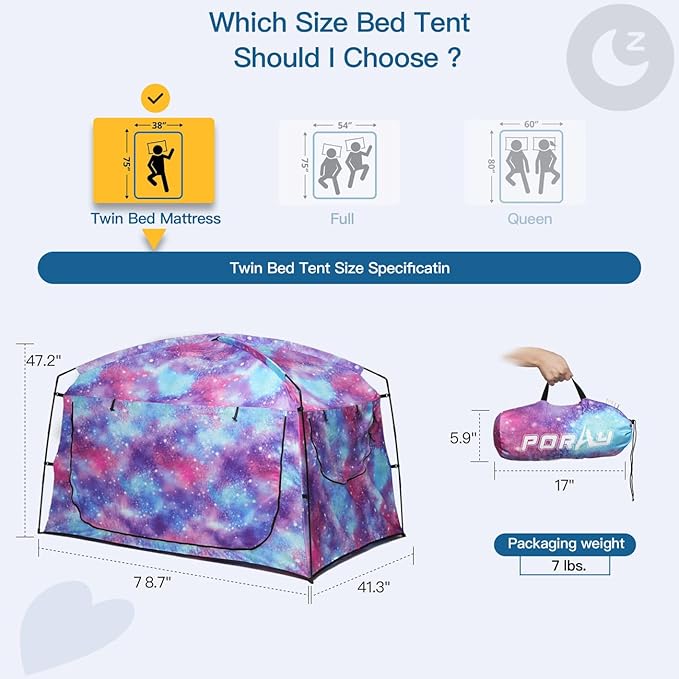 Bed Tent,Portable Privacy Sleeping Bed Canopy,Blackout 90% Drapes for Kids and Adult,Indoor Space Tent with Breathable Large Mesh Windows