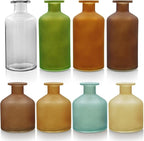 Fall Flower Vases Set of 8, Multi Color Flowers Vases, Mini Glass Vase for Wedding, Floral Arrangements, Thanksgiving Table Centerpieces