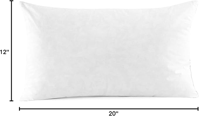 SNUG&COZY Luxury Goose Down Feather Pillow Inserts - 12x20IN, Double Layered Down-Proof Design, Ultra-Soft Cover, High Fill Weight, Pack of 2, White