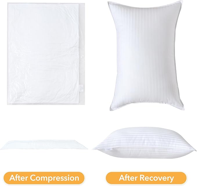 Oubonun Queen Size Pillows Set of 2 - Fluffy & Supportive Down Alternative Pillows with Zippered Cotton Cover - Breathable and Cool for All Sleeping Positions - Machine Washable - 20"x30"