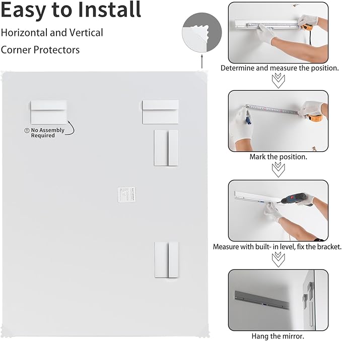 Mirrorons Beveled Mirror, Wall Mirror 18" x 24", Frameless Rectangle Bathroom Mirror with Beveled Edge, Hangs Horizontally or Vertically. Rounded Corner Tempered