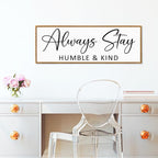 Always Stay Humble & Kind Sign Wall Art Decor Rustic Farmhouse Home Canvas Framed Print for Living Room Entryway Wall Decor,Lets Stay Family Home Rustic Hanging Decoration