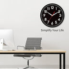 AKCISOT Wall ClockModern Black Silent Non Ticking Wall Clocks Battery Operated 10 Inch,Small Analog Classic Clock Decorative for Bedroom, Kitchen, Home Office, Bathroom, School, Living Room