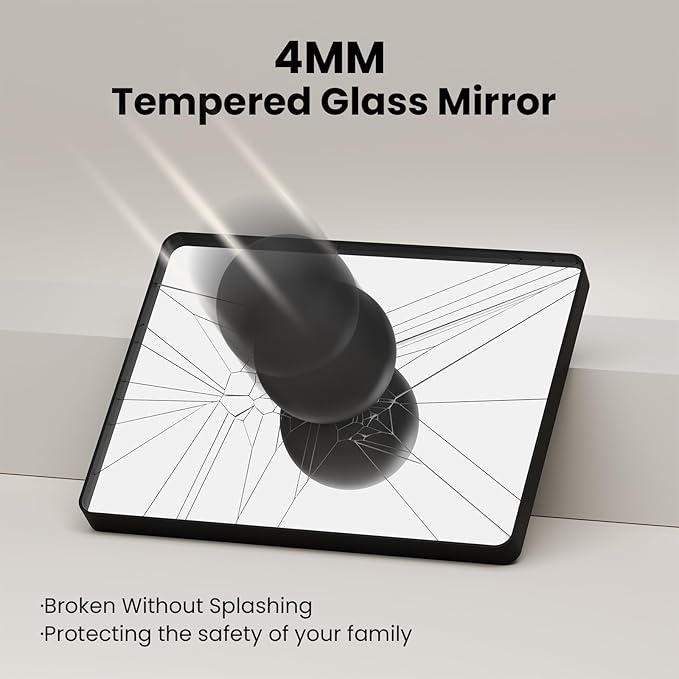 Black Bathroom Mirror, 22x30 Inch Rounded Rectangle Matte Framed Wall Mounted Mirror, Bathroom Vanity Mirror, Tempered Glass, Anti-Rust, Horizontal/Vertical