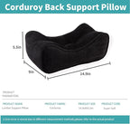 Lumbar Support Pillow for Office Chairs, Back Support Pillow for Lower Back Pain Relief, Soft & Good Support Corduroy Desk Lumbar Cushion, 14.9"x9"x5.5", Small (Black)