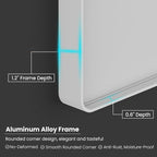 White Bathroom Mirror 60x28 Inch, White Metal Framed Bathroom Mirror for Wall, Rounded Rectangle Matte Bathroom Vanity Mirror, Tempered Glass, Anti-Rust, Horizontal/Vertical