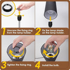 Bedside Lamp with USB Port - Touch Control Table Lamp for Bedroom Wood 3 Way Dimmable Nightstand Lamp with Round Black Shade for Living Room, Dorm, Home Office (LED Bulb Included) (Blacl2)