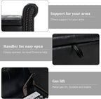 Furniliving 55” End of Bed Bench, Bedroom Bench with Button-Tufted, Large Upholstered Storage Ottoman Benches Entryway Bench with Storage Shoe Cabinet Bench, for Bedroom, Living Room, PU, Black