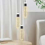 Dimmable 3-Light Pendant Lights Kitchen Island Crystal Hanging Light Modern Black Ceiling Light for Dinning Room Living Room