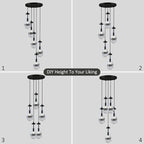 Raindrop 5 Light Cluster Pendant Lights, Black High Ceiling Chandeliers Adjustable, Living Room Pendant Light, Foyer Chandeliers, Stairwell Pendant Lighting, Bedroom Chandelier,E12 including bulb