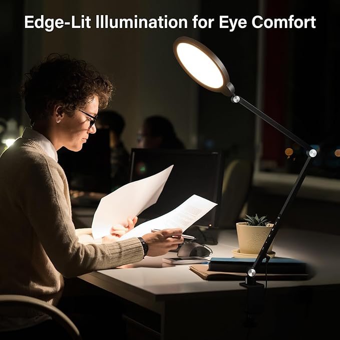 BOHON LED Desk Lamp for Home Office, Fully Dimmable Bedside Lamps with USB A and C Charging Port, 5 Colors Reading Lamp with Night Light, Auto Timer, Table Lamp for College Dorm Room