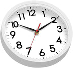 AKCISOT Wall Clock, Modern Small Wall Clocks Battery Operated 8 Inch, Silent Non-Ticking Analog Classic for Office, Home, Bathroom, Kitchen, Bedroom, School(White)