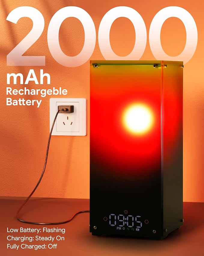 Sunset & Sunrise Table Lamp, Dimmable Ambient Desk Lamp with 6 White Noise Sounds, Touch & Remote Control with Timer for Bedroom, Living Room, Home Office, Bar, Restaurant