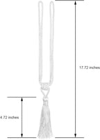 Fenghuangwu Curtain Tiebacks Tassel Tie-Backs, Rope Curtain tie Backs Handmade Curtain Holdbacks Made from Polyester (White, 4p)