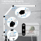 Micomlan LED Desk Lamp for Home Office, Architect Clamp Desk Lamp with Remote Control, Adjustable Dimmable Swing Arm Clamp on Table Light Clip-on Dual Light 5 Brightness Levels & 4 CCT Modes