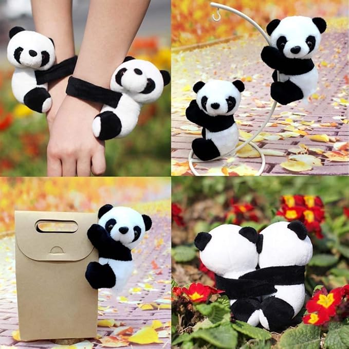 6Pcs Finger Panda Plush Panda Clips Curtain Holder Stand Note Clip Photo Holder Stand Chinese Style Souvenir Cute Panda Plush Toy Finger Kids Toy,Home Decoration Plant Pots Bonsai Craft Decor