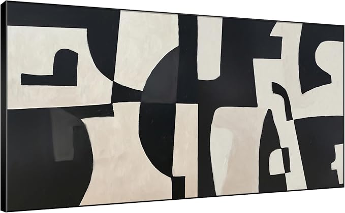 SIGNWIN 24"x46" Extra Large Framed Wall Art Black and White Abstract Geometric Design, Minimalist Modern Print for Home Living Room Bedroom Decor (Frame Assembly Required)