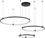 Modern Led Chandelier, 3-Rings Light Modern Led Pendant Light Black Dimmable Integrated Ceiling Hanging Pendant Lighting for Kitchen Island Dining Room Living Room Office 3000K 4000K 6000K
