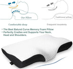 Contour Memory Foam Pillow Orthopedic Sleeping Pillows, Ergonomic Cervical Pillow for Neck Pain - for Side Sleepers, Back and Stomach Sleepers, Free Pillowcase Included (Queen(24 * 15 * 4.8 inches))