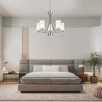 BONLICHT 5 Lights Traditional Chandelier Brushed Nickel Kitchen Island Dining Room Lighting Fixtures Hanging Seeded Glass Pendant Light Modern Flush Mount Ceiling Light for Living Room Bedroom Foyer