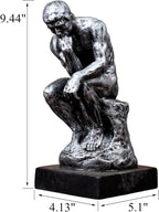 Thinking Man Statue, 9.5'' Famous Bronze Sculpture by Rodin, Nude Art Craft for Home Decor or Gift