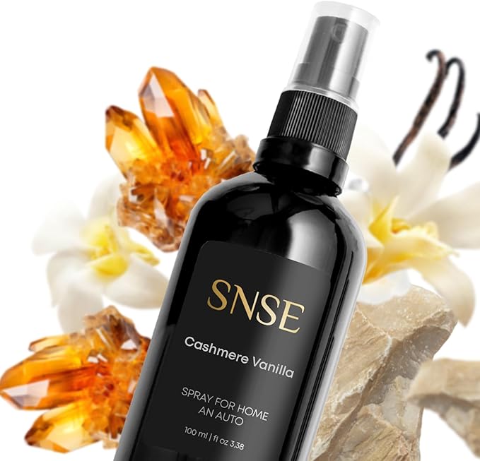 SNSE Cashmere Vanilla Spray for Home and Auto | 3.38 oz | Scent Spray for Home, Textiles, Linens, Auto