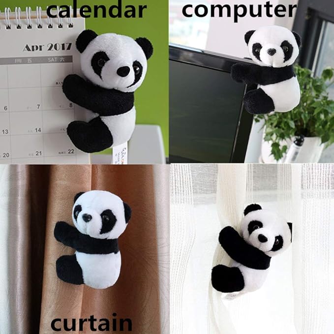6Pcs Finger Panda Plush Panda Clips Curtain Holder Stand Note Clip Photo Holder Stand Chinese Style Souvenir Cute Panda Plush Toy Finger Kids Toy,Home Decoration Plant Pots Bonsai Craft Decor