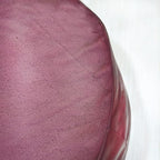 PF12 Round Shaped Goat Leather Handmade Eco-Friendly Dark Pink Pouf - 21" x 21" x 12", Plain Solid, Recycled Foam with Fibre Fill Stuffed