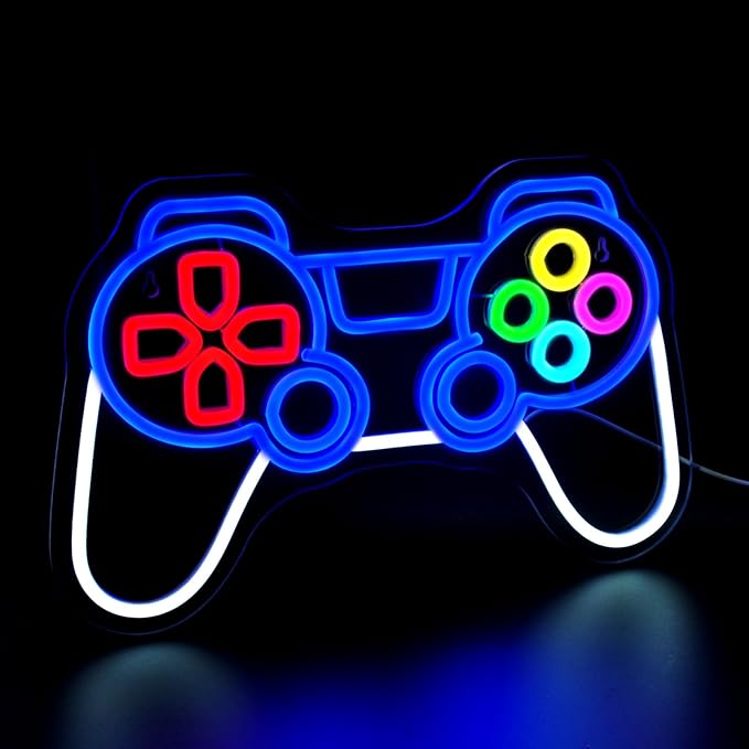 Game Neon Signs for Wall Decor Gaming Controller LED Neon Sign for Game Room Neon Light Sign for Wall Decor Birthday Party USB Powered Gamer Gifts for Teens Boys