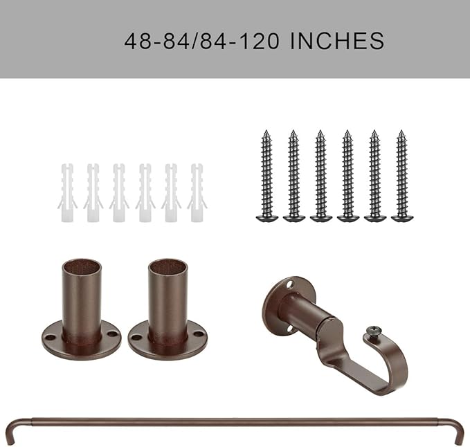 Room Darkening Curtain Rod, Wrap Around Design, Extra-Thick 1-Inch Diameter Single Drapery Rod, Extendable Metal Rod Set for the Blackout Curtains and Sheer (Coffee Gold, 84-120")